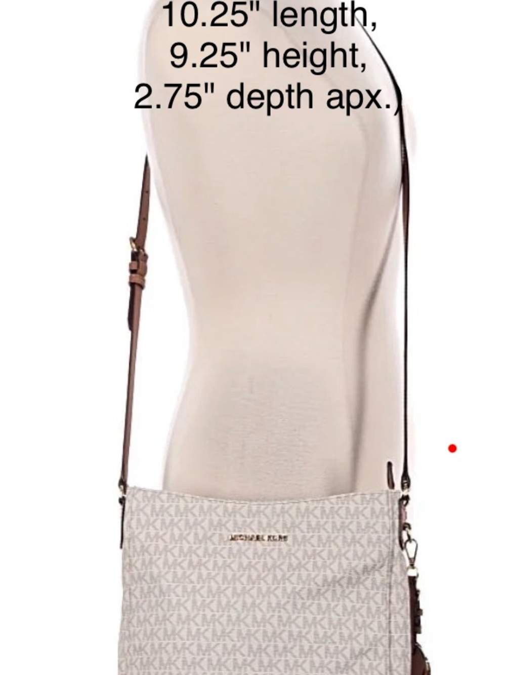 Michael Kors Cream Signature MK large Crossbody with Brown Strap